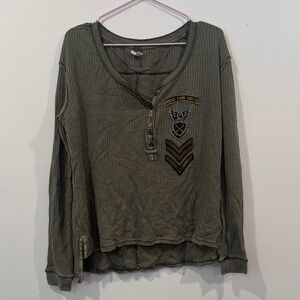 We the Free by Free People Military Patch Thermal Top | Waffle Knit Henley